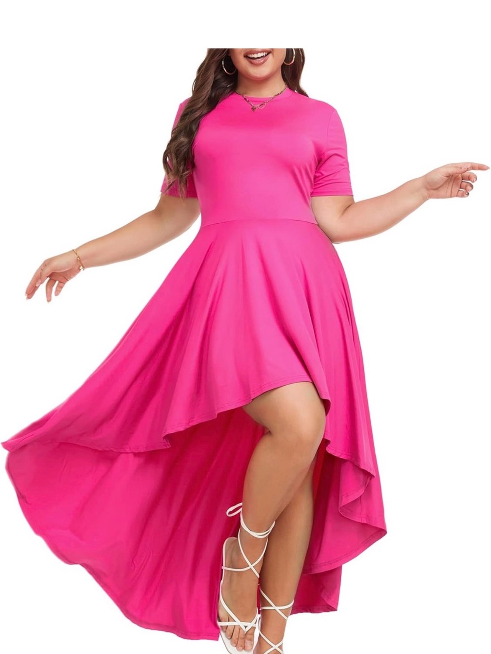 Casual Short Sleeve Flowy High Low Summer dress